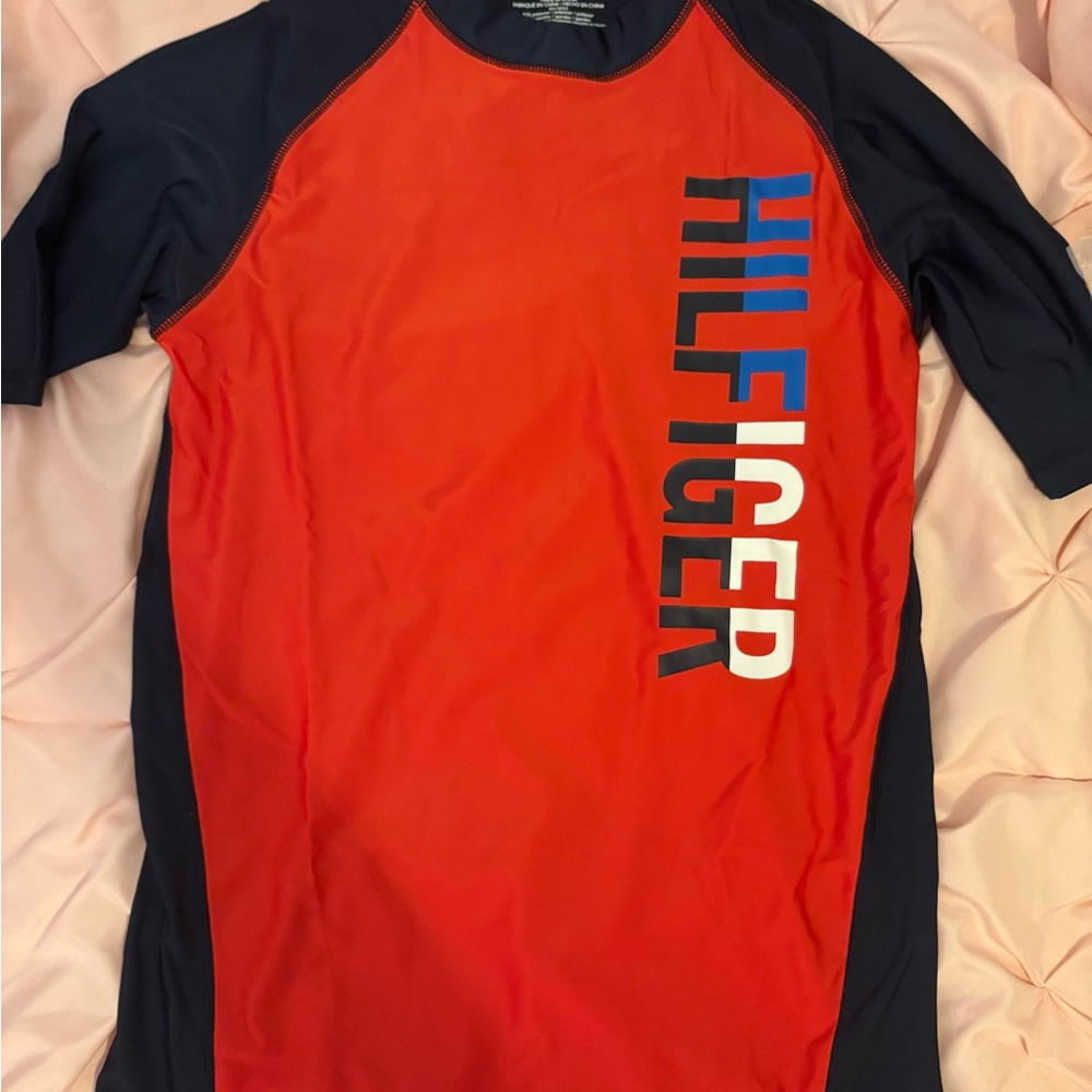 Tommy Hilfiger Boys Youth Red Swim Shirt